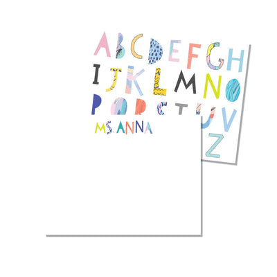 Set of unique alphabet notecards with custom name