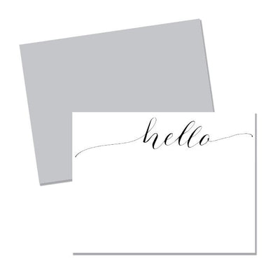 Set of unique notecards with custom name in modern chic calligraphy font and grey colour