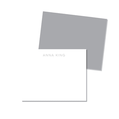 Set of unique notecards with custom name and grey colour