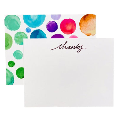 Thank you notecard with colourful fun rainbow dots pattern