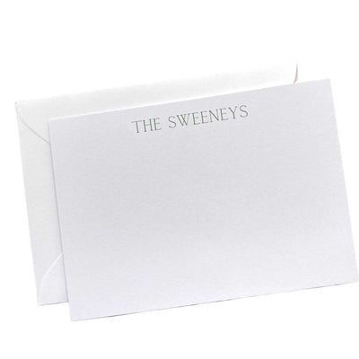 Luxe notecard with custom personalized name in green for office gift