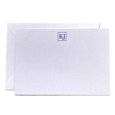 Luxe notecard with custom personalized initials monogram in blue for office gift